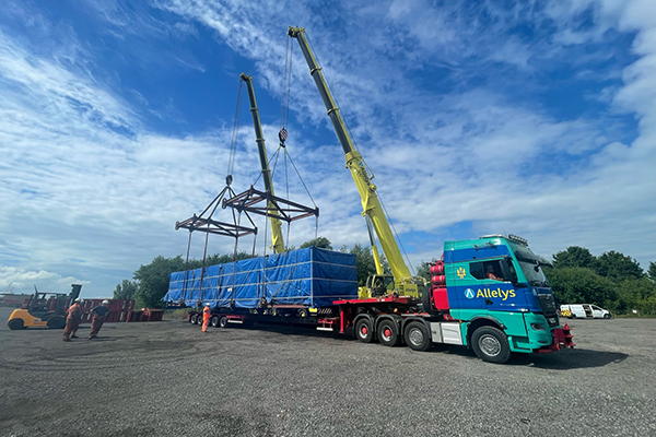 Allelys modular trailor transporting components for the Slough Multifuel Expansion project